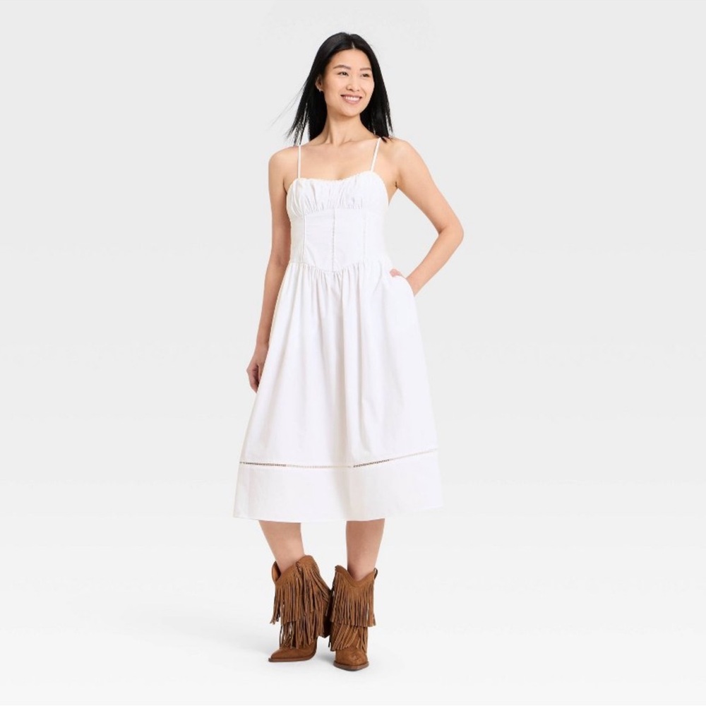 A New Day Corset White Midi Dress